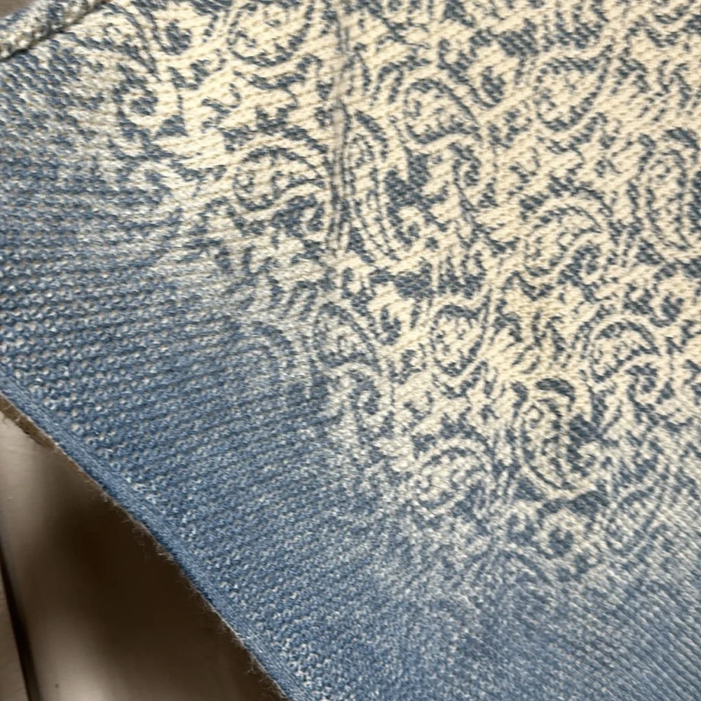 Zoe Madison Blue Paisley Turtleneck Knit Pullover Sweater Poncho Shawl Small/Med